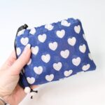 Nakupovalna vrečka iz blaga TOTE BAG - Beli srčki na modri - slika 5