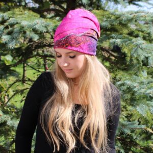 Dvostranska kapa - Abstraktno barvita/ciklamna