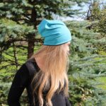 Dvostranska kapa - Melirano turkizna/siva s svetlečimi pikicami - slika 2